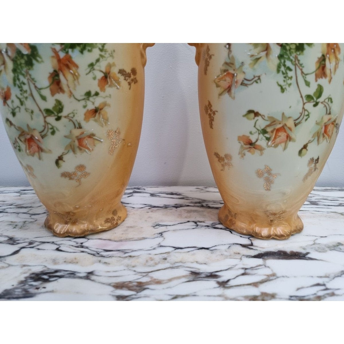 Pair of Art Nouveau-Style Rose-Decorated Vases | Bazaa | Designer, Vintage and Antique Furniture