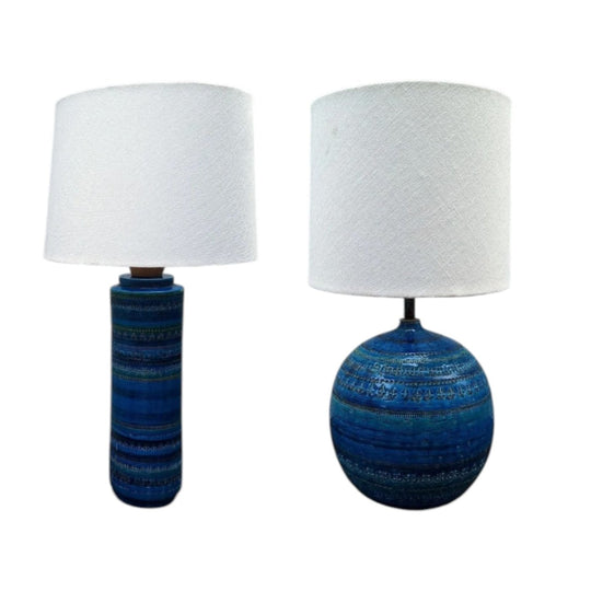 Pair of Bitossi Ceramic Table Lamps — Rimini Blu, Italy