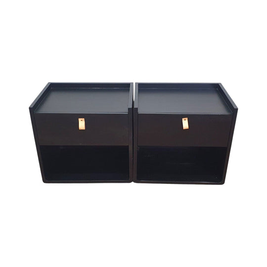 Pair of Black Modern Single Drawer Bedsides