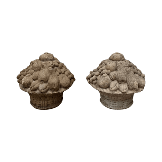 Pair of cast Stone fruit Basket Finials