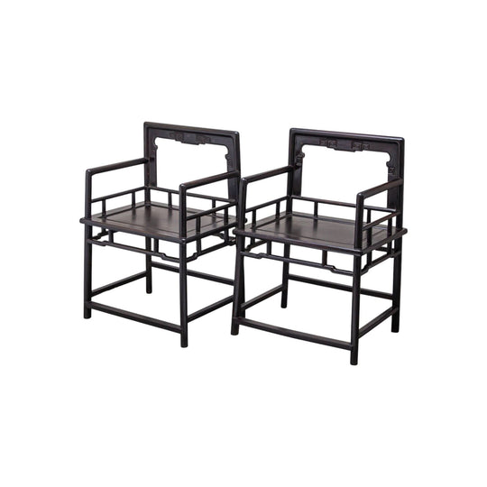 Pair of Chinese Zitan Hardwood Rose Chairs