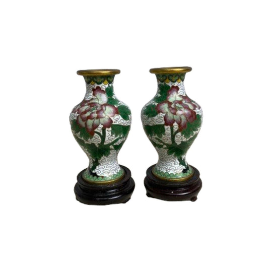 Pair of Cloisonné Vases on Stands