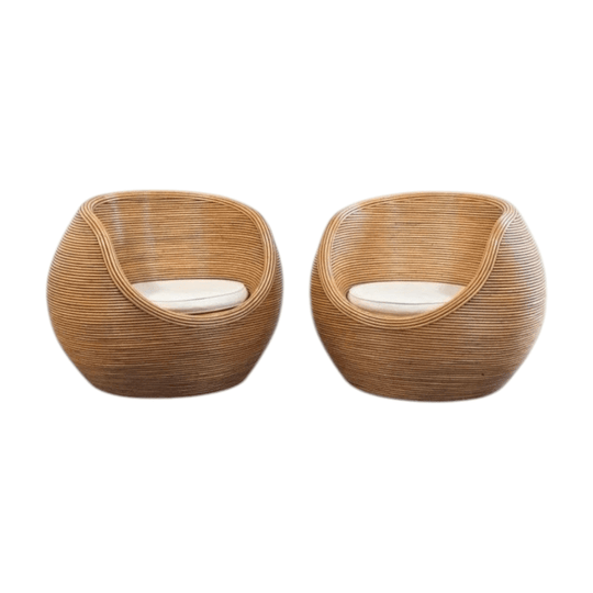 Pair of Contemporary Pencil Reed Pod Chairs