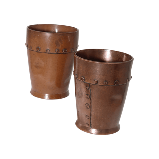 Pair of Doulton Lambeth Copper Ware beakers