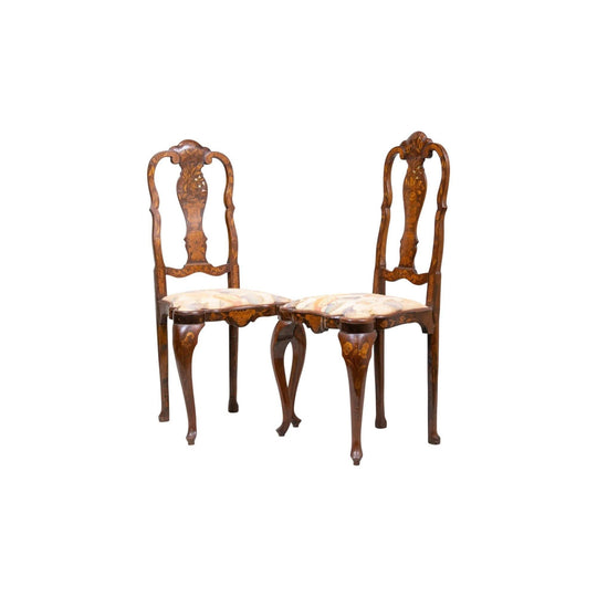 Pair of Dutch Marquetry Chairs