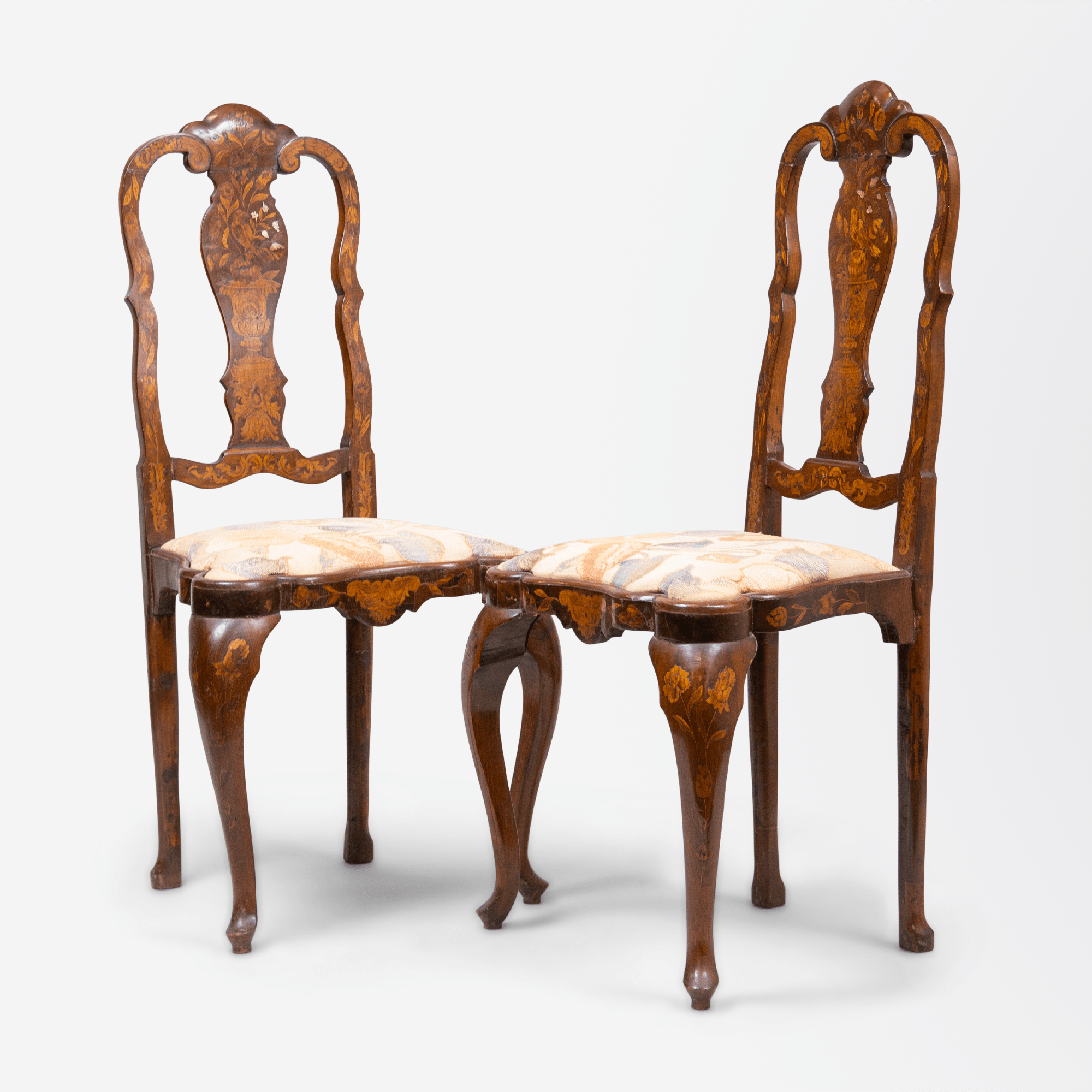 Pair of Dutch Marquetry Chairs | Bazaa | Designer, Vintage and Antique Furniture