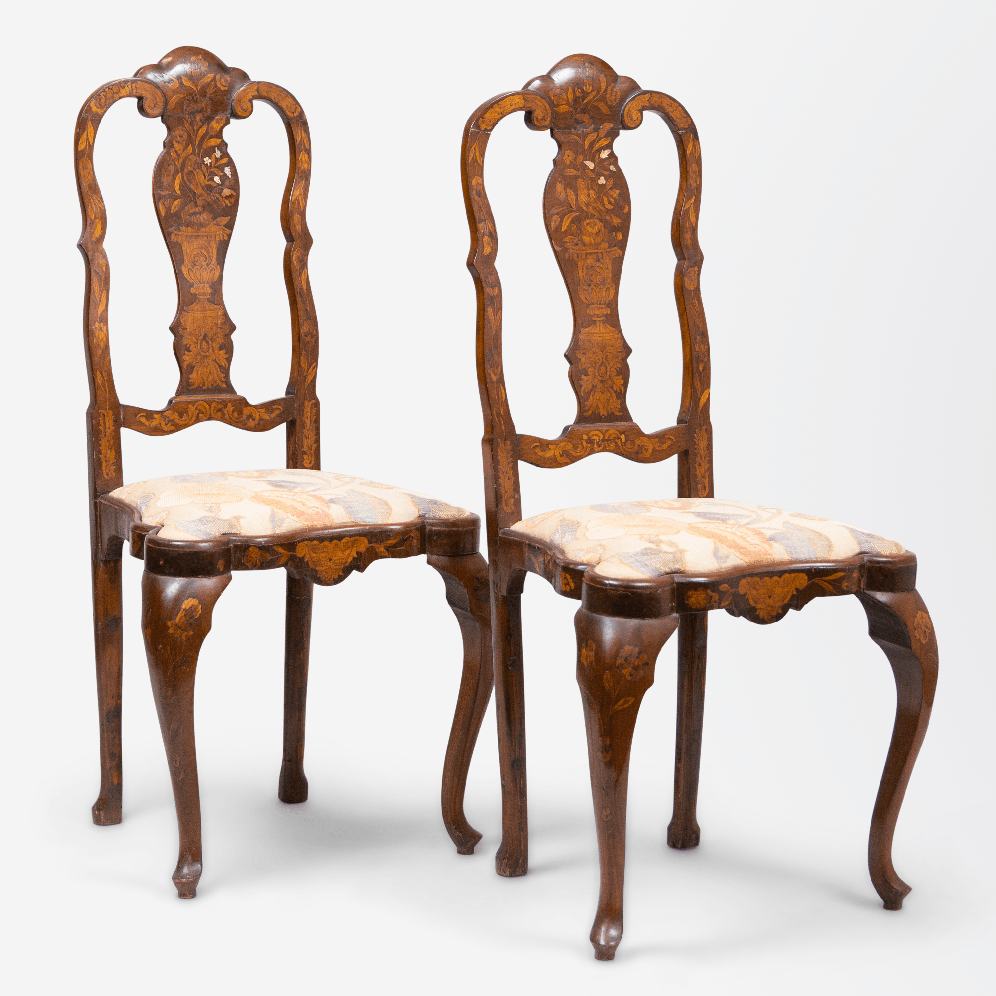 Pair of Dutch Marquetry Chairs | Bazaa | Vintage, Designer and Antique Interiors