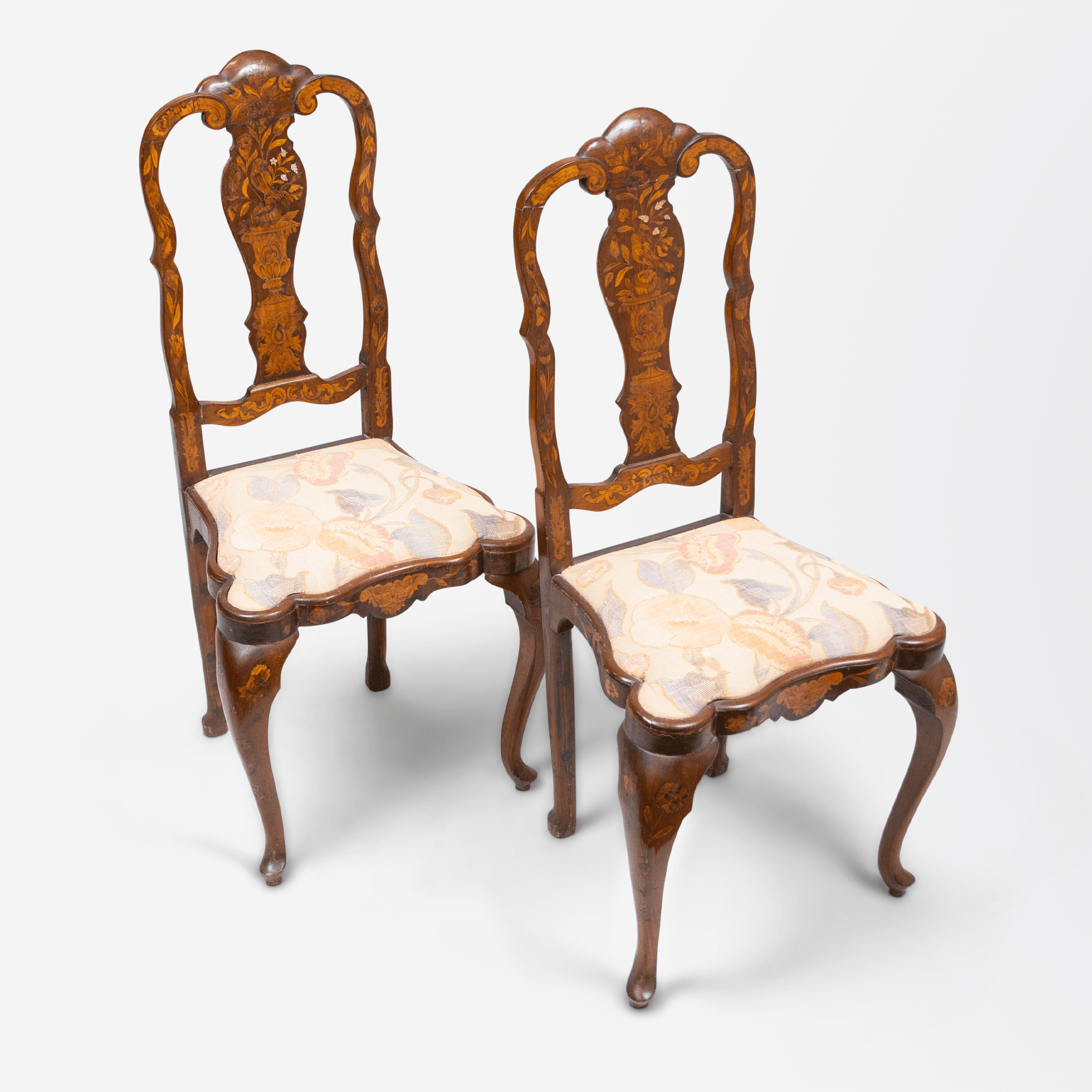 Pair of Dutch Marquetry Chairs | Bazaa | Designer, Vintage and Antique Furniture