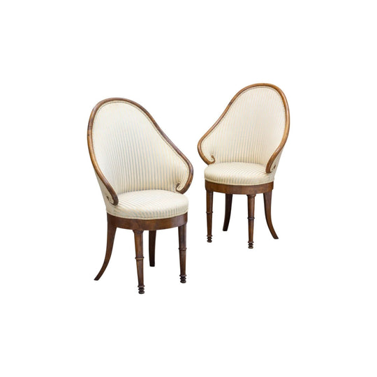 Pair of Early 19th Century Continental Slipper Chairs