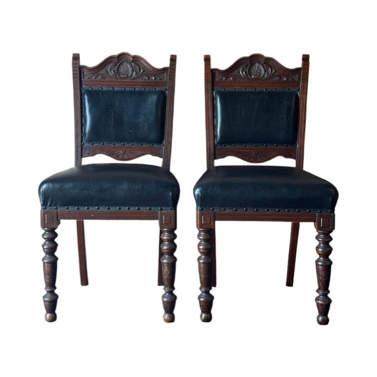 Pair Of Early 20th Century Danish Carved Side Chairs