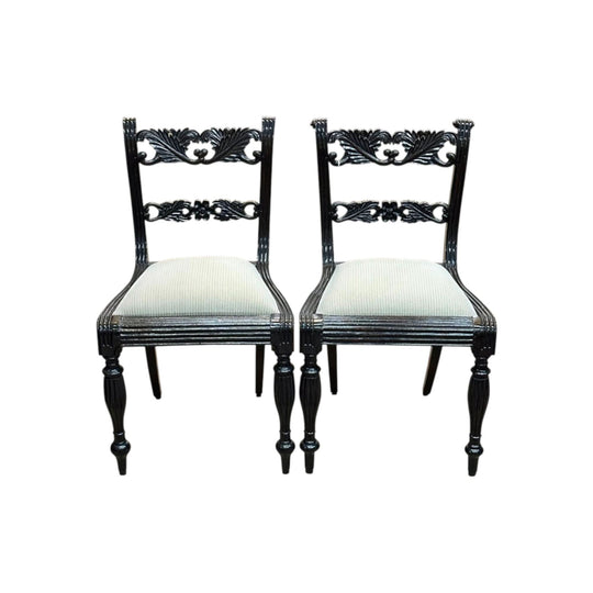 Pair of ebonised hall chairs from the George Lansell estate c.1870