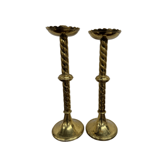 Pair of French Antique 19th Century Gilt Brass Candlestick