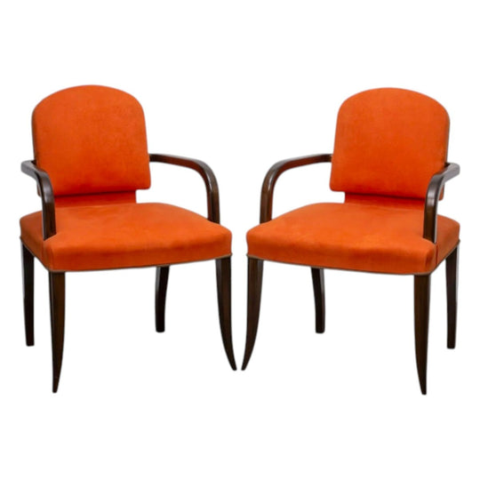 Pair of French Art Deco Armchairs in Rosewood