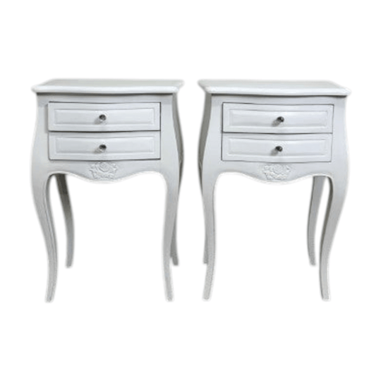 Pair of French Provincial Style White Bedsides