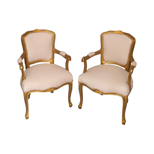 Pair of fully restored French Revival Armchairs.