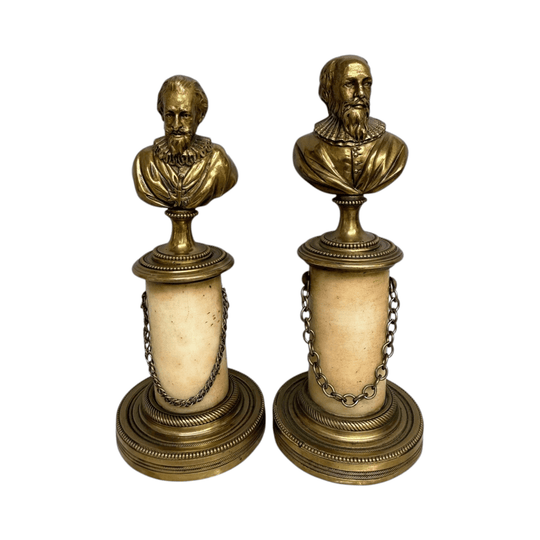 Pair of Grand Tour Bronze & Marble Busts of "King Henry IV" of France & His Advisor "The Duke of Sully"