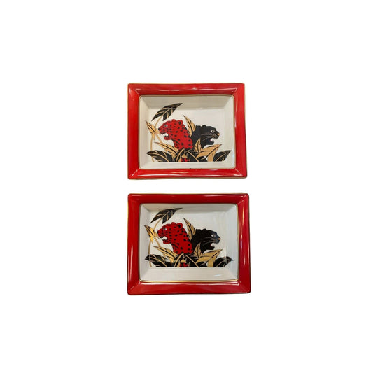 Pair of Hermes Style Limoges Porcelain Vide Poche