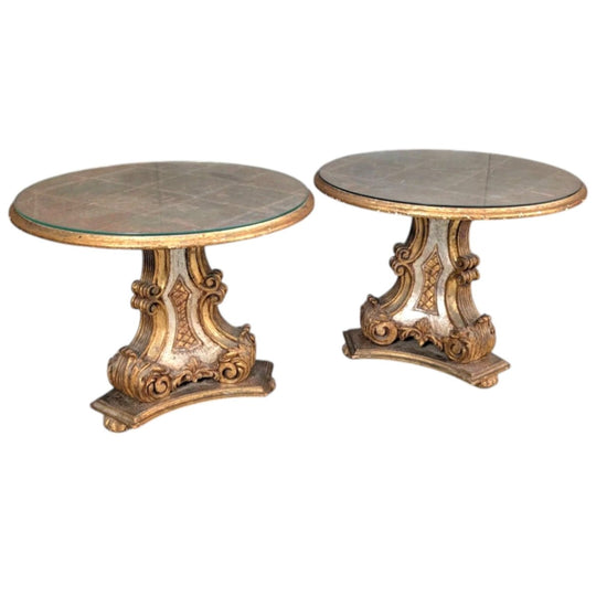 Pair of Italian Baroque Revival Side Tables - Circa 1950s