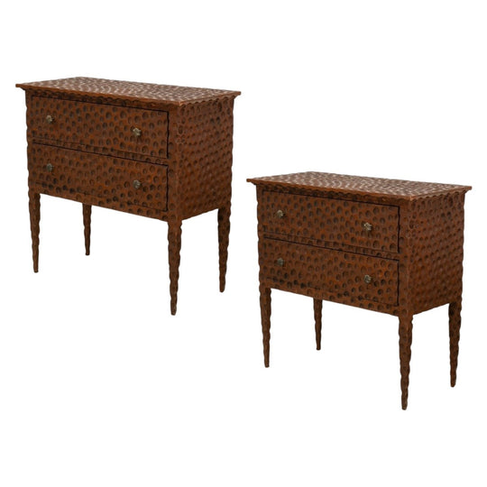 Pair of Italian Dimpled Commodes with Brass Handles
