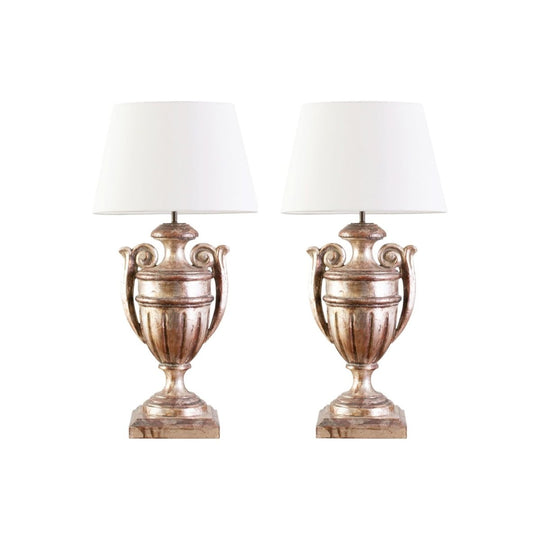 Pair of Italian Silver Gilt Twin Handled Urn Lamp