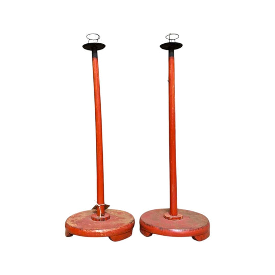 Pair Of Lacquered Japanese Candle Stands