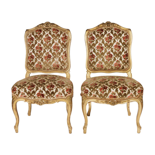 Pair of Louis XV Gilded Side Chairs