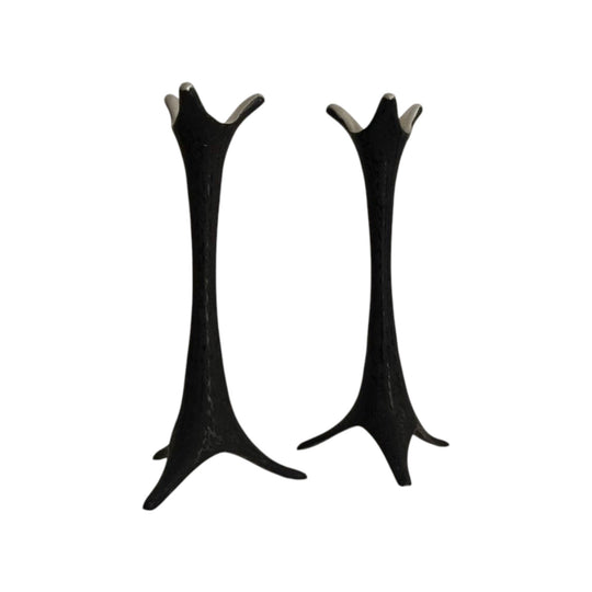 Pair of metal candle holders in black