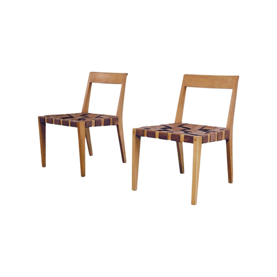 Pair of Mid Century Leather and Studded Chairs