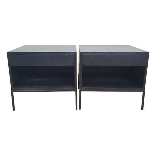 Pair of Modern Matt Black Bedsides