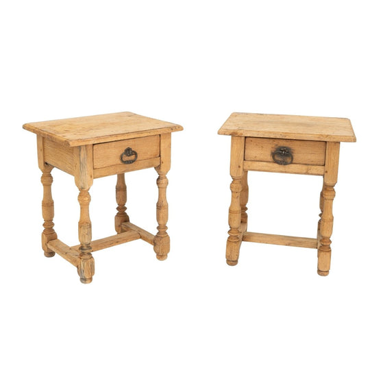 Pair of Petite Antique Bleached Oak Side Tables