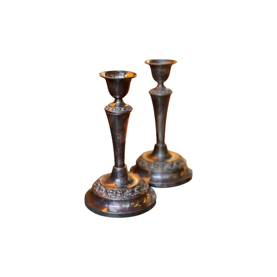 pair of silver candle holders