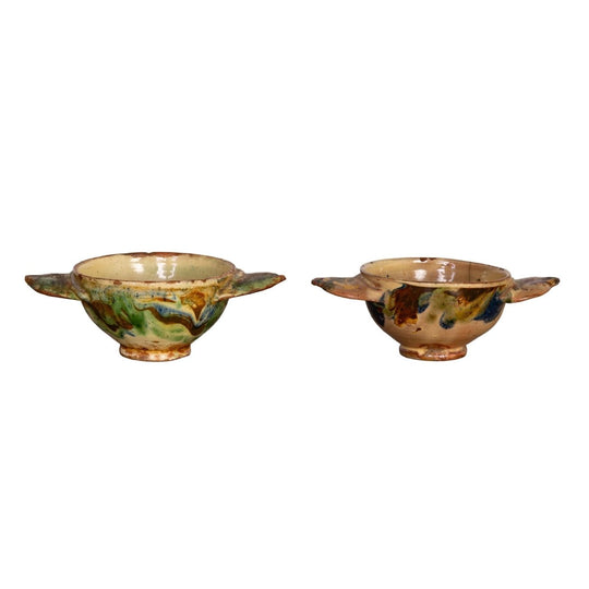 Pair of small ceramic glazed bowls from Provence