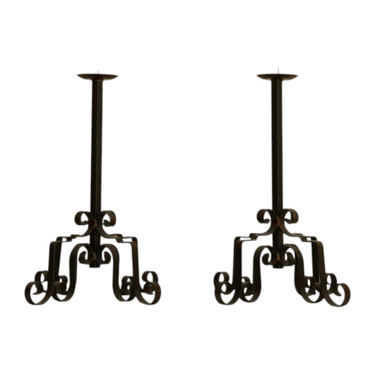 Pair of steel candle holders