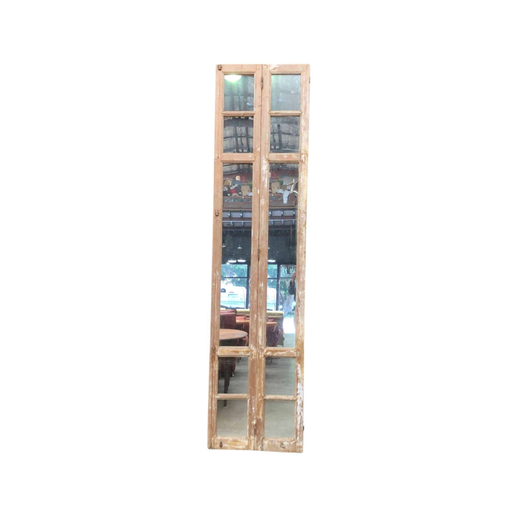 Pair Of Tall Vintage Rustic Folding Doors With Mirror Backs | Bazaa | Designer, Vintage and Antique Furniture