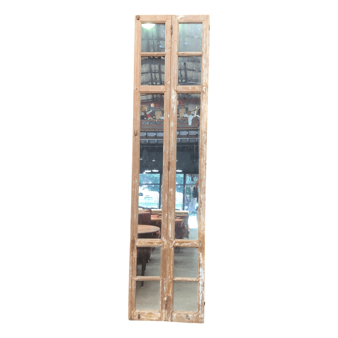 Pair Of Tall Vintage Rustic Folding Doors With Mirror Backs | Bazaa | Designer, Vintage and Antique Furniture
