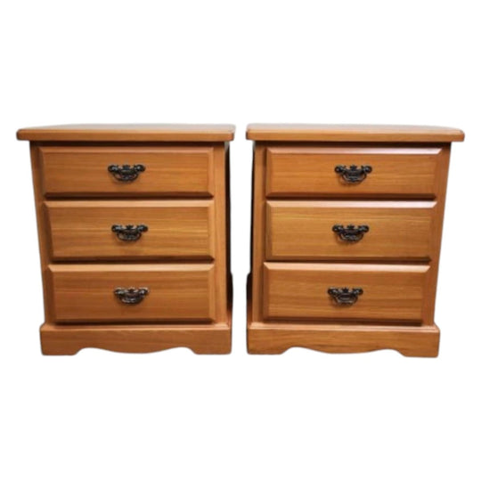 Pair of Timber Bedsides with 3 Drawers