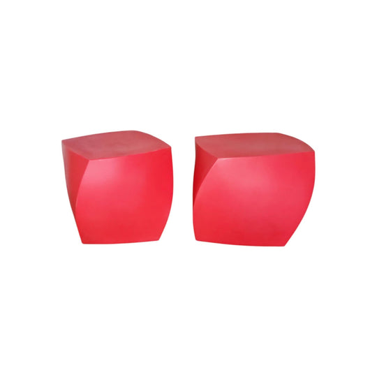 Pair of Twist Stools by Frank Gehry for Heller in Red / Orange