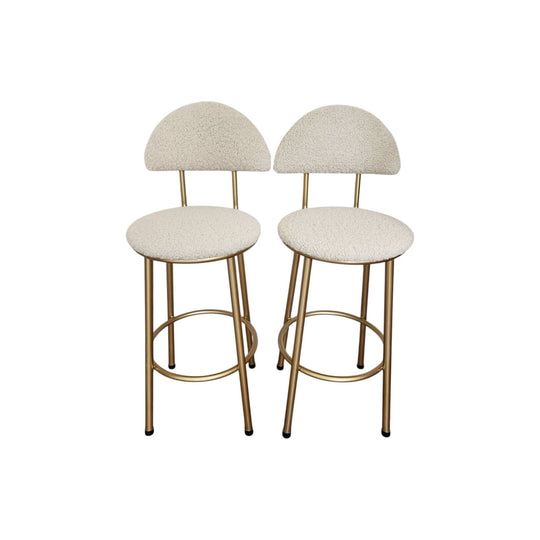 Pair of Upcycled Gold stools with Boucle Seats