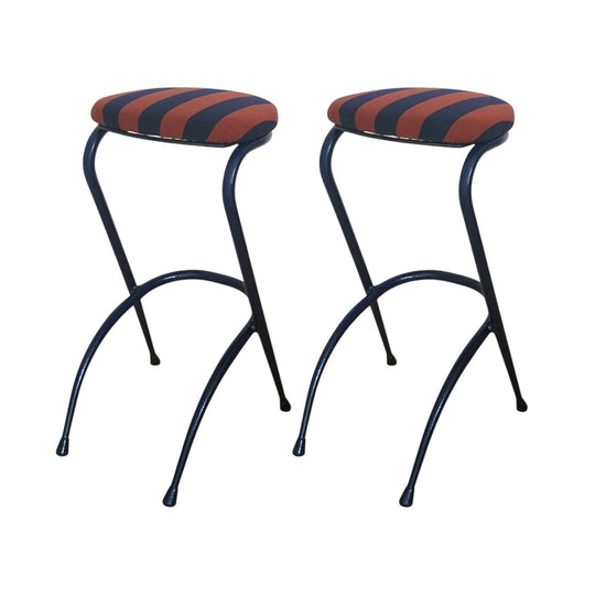 Pair of Upcycled Retro Stripe Stools