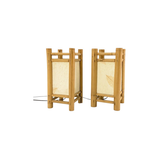 Pair of Vintage Bamboo Table Lamps
