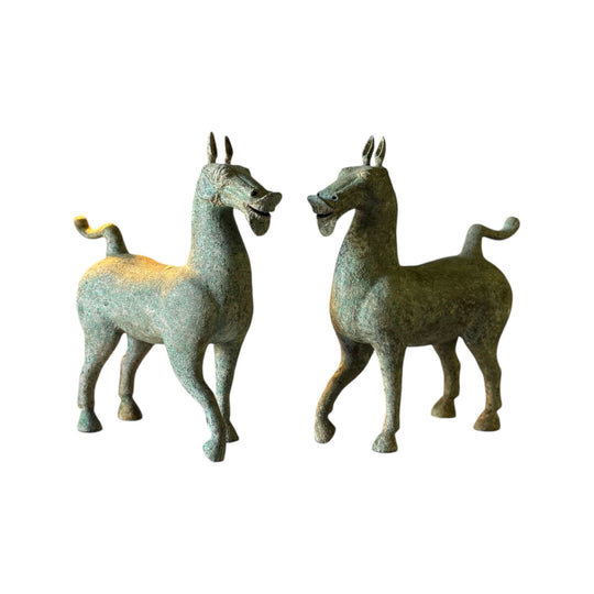 Pair of Vintage Chinese Bronzed Horse Figures