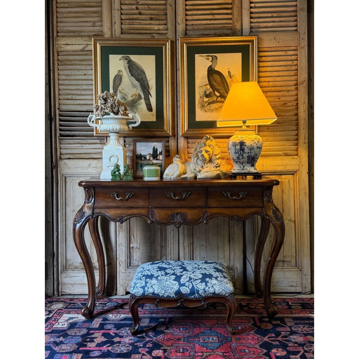 Pair of Vintage Framed Bird Prints after John Gould – Goshawk and Cormorant, Green Matting, Gilt-Finish Frames | Bazaa | Designer, Vintage and Antique Furniture