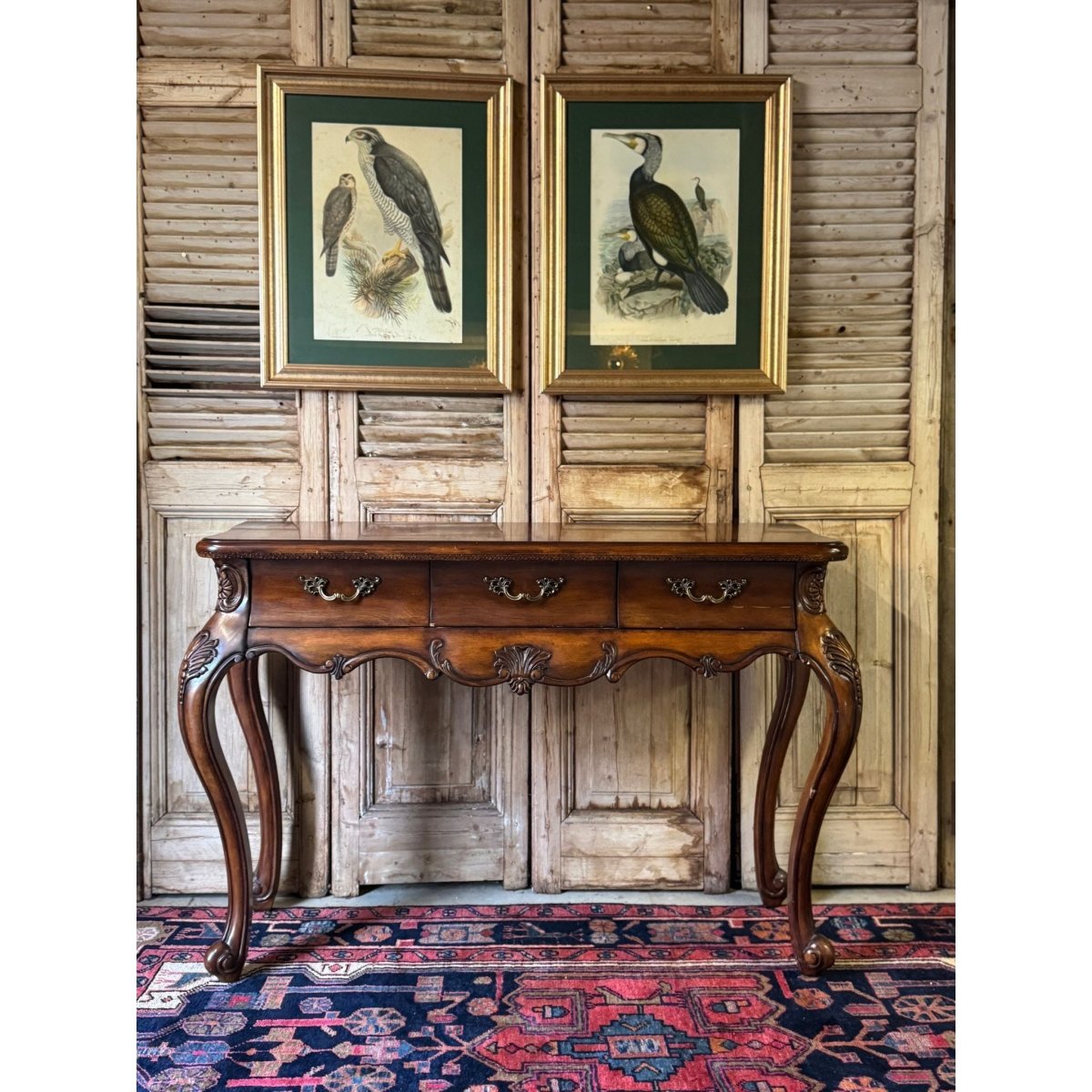 Pair of Vintage Framed Bird Prints after John Gould – Goshawk and Cormorant, Green Matting, Gilt-Finish Frames | Bazaa | Designer, Vintage and Antique Furniture
