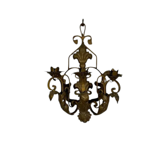 Pair of Vintage hand wrought iron electrified three light Wall sconces.