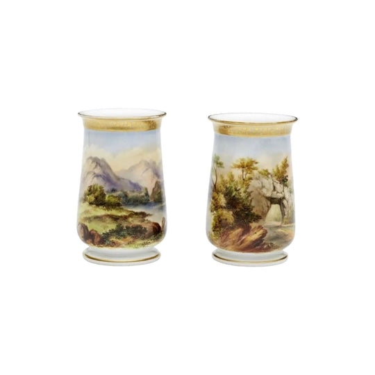 Pair Worcester Hand Painted Vases, c.1870