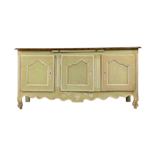 Pale Green Painted French Provincial Sideboard or Buffet, 18th Century