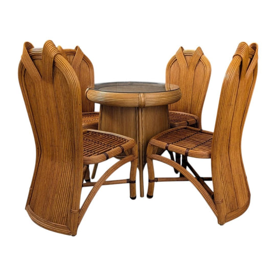 Palm Beach Modernist Tropical Dining Set with Four Chairs