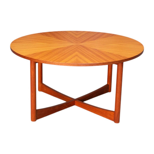 Parker Furniture ‘Sundial’ Round Coffee Table, 1960s–1970s – Radial Starburst Veneer, 95 cm Diameter