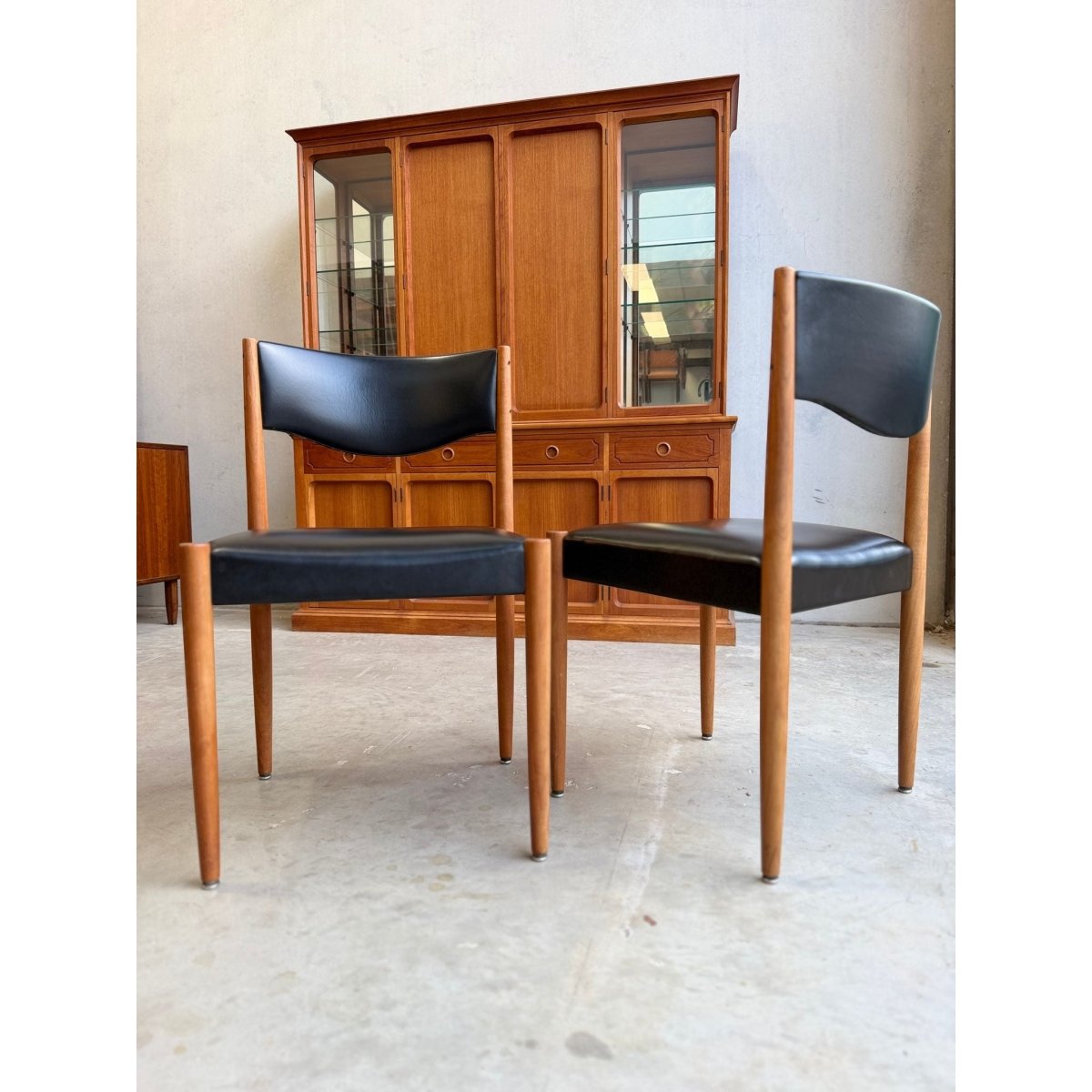 Parker Number 62 Dining Chair Priced Individually – Original Black Vinyl Brand New Webbing & Foam | Bazaa | Designer, Vintage and Antique Furniture