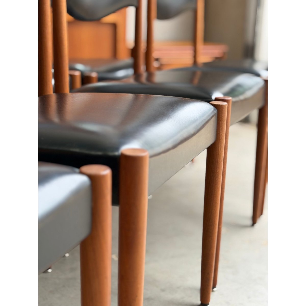 Parker Number 62 Dining Chair Priced Individually – Original Black Vinyl Brand New Webbing & Foam | Bazaa | Designer, Vintage and Antique Furniture